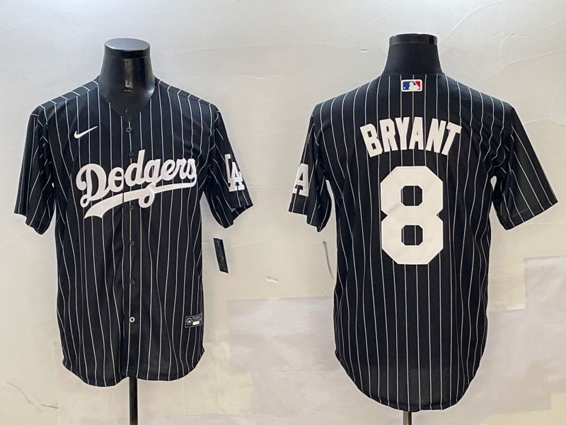 Men Los Angeles Dodgers #8 Bryant Black Stripe Jointly Name 2025 Nike MLB Jersey style 1